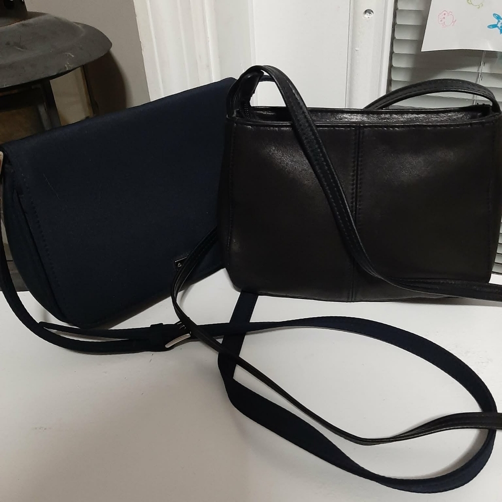 LIZ CLAIBORNE 00/01 Y2K Vintage Leather & Co/Nylon Mini Crossbody 2 Pc Bundle